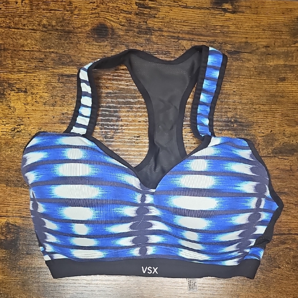 VSX Blue and Black Racerback Sports Bra
